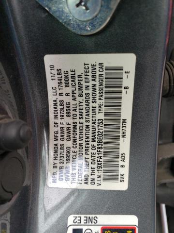 Photo 11 VIN: 19XFA1F83BE021753 - HONDA CIVIC EX 