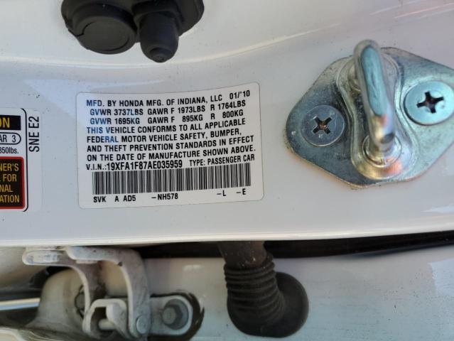 Photo 12 VIN: 19XFA1F87AE035959 - HONDA CIVIC 