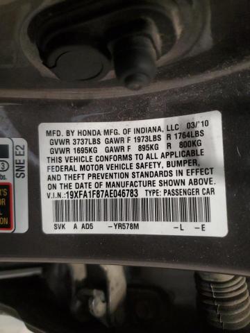 Photo 11 VIN: 19XFA1F87AE046783 - HONDA CIVIC 