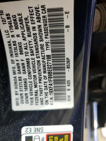 Photo 11 VIN: 19XFA1F89BE027198 - HONDA CIVIC EX 