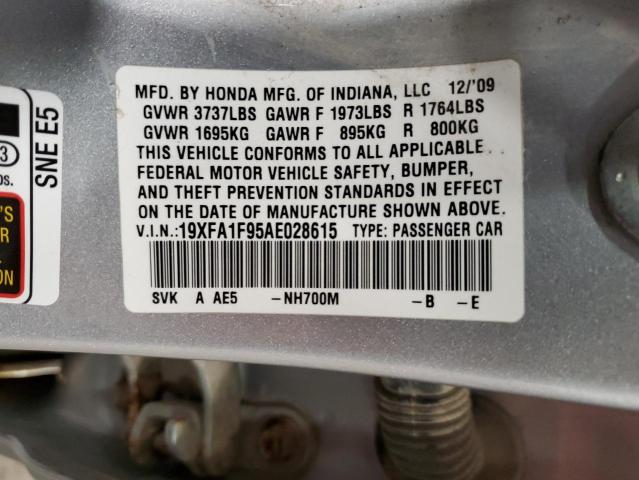 Photo 11 VIN: 19XFA1F95AE028615 - HONDA CIVIC EXL 