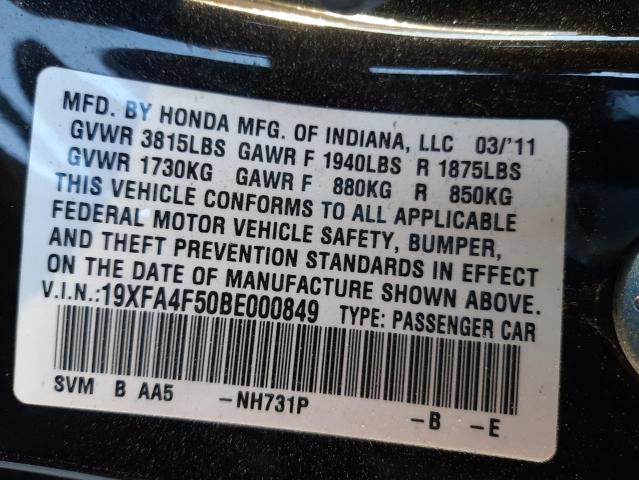 Photo 11 VIN: 19XFA4F50BE000849 - HONDA CIVIC GX 