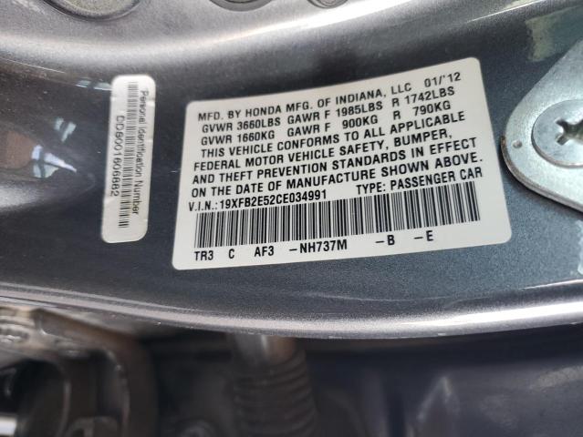 Photo 11 VIN: 19XFB2E52CE034991 - HONDA CIVIC LX 