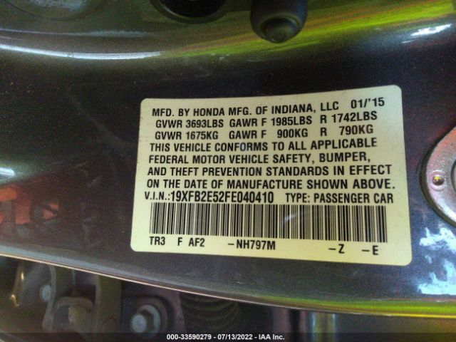 Photo 8 VIN: 19XFB2E52FE040410 - HONDA CIVIC SEDAN 