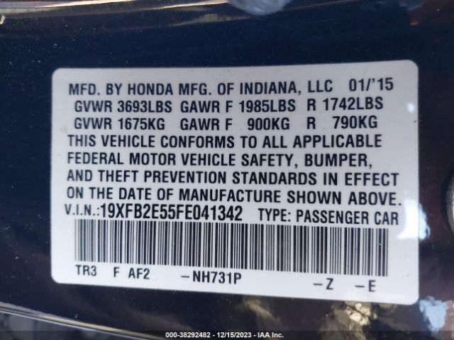 Photo 8 VIN: 19XFB2E55FE041342 - HONDA CIVIC 