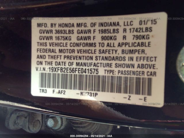 Photo 8 VIN: 19XFB2E56FE041575 - HONDA CIVIC SEDAN 