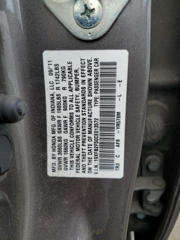 Photo 9 VIN: 19XFB2F50CE013572 - HONDA CIVIC LX 