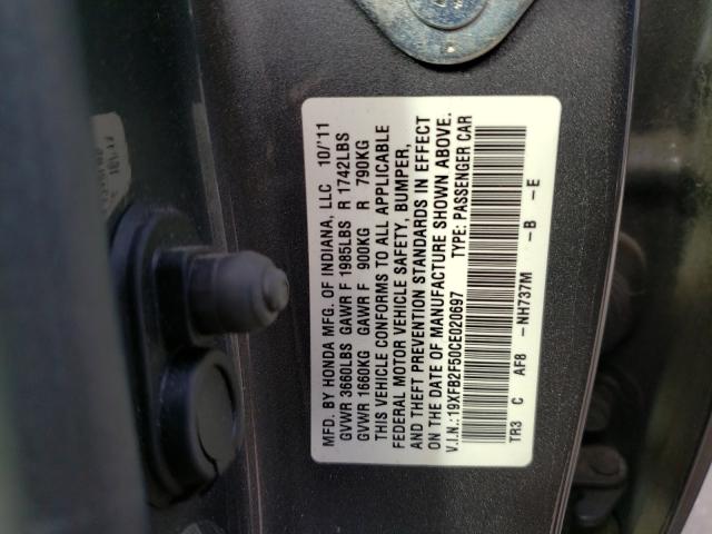 Photo 9 VIN: 19XFB2F50CE020697 - HONDA CIVIC LX 