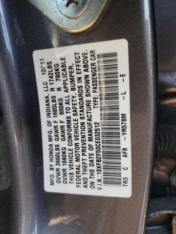 Photo 11 VIN: 19XFB2F50CE032512 - HONDA CIVIC LX 