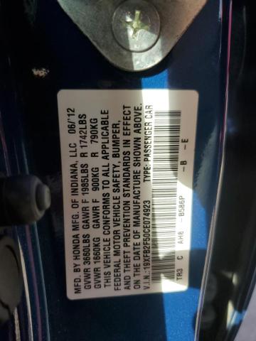 Photo 12 VIN: 19XFB2F50CE074923 - HONDA CIVIC LX 