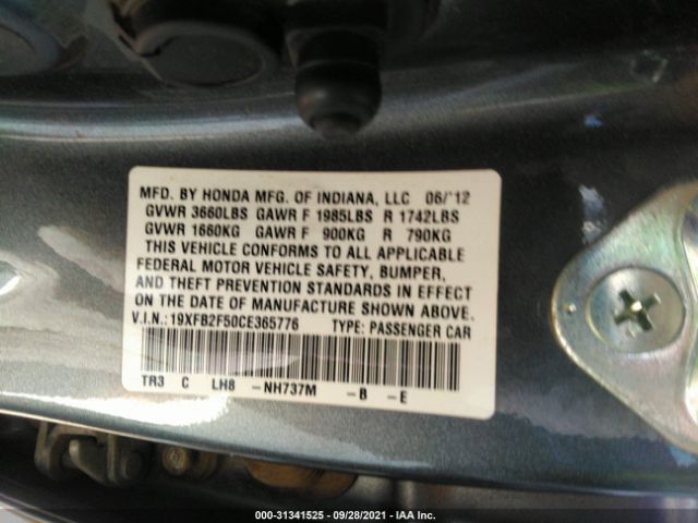 Photo 8 VIN: 19XFB2F50CE365776 - HONDA CIVIC SDN 