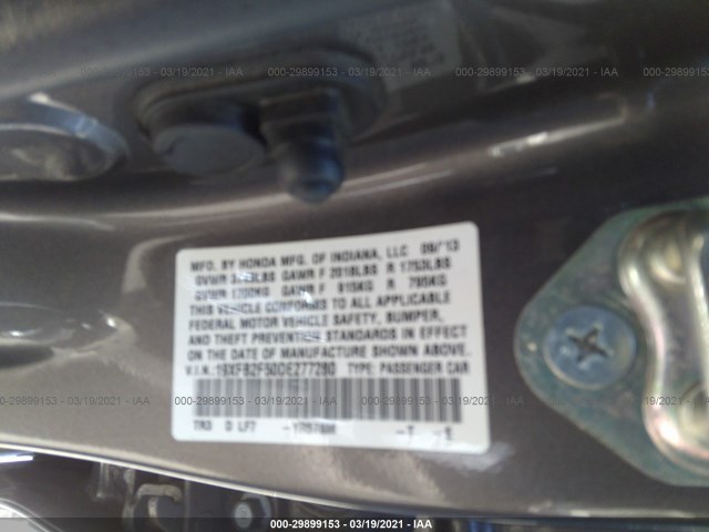 Photo 8 VIN: 19XFB2F50DE277280 - HONDA CIVIC SDN 