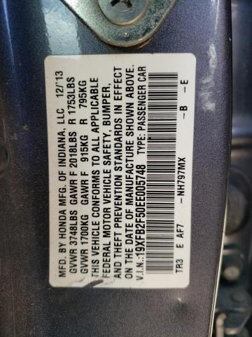 Photo 12 VIN: 19XFB2F50EE005748 - HONDA CIVIC 