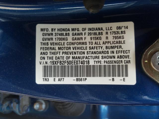 Photo 9 VIN: 19XFB2F50EE074018 - HONDA CIVIC LX 