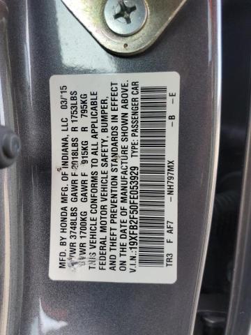 Photo 12 VIN: 19XFB2F50FE053929 - HONDA CIVIC LX 