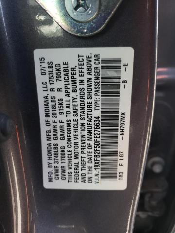 Photo 9 VIN: 19XFB2F50FE276634 - HONDA CIVIC LX 