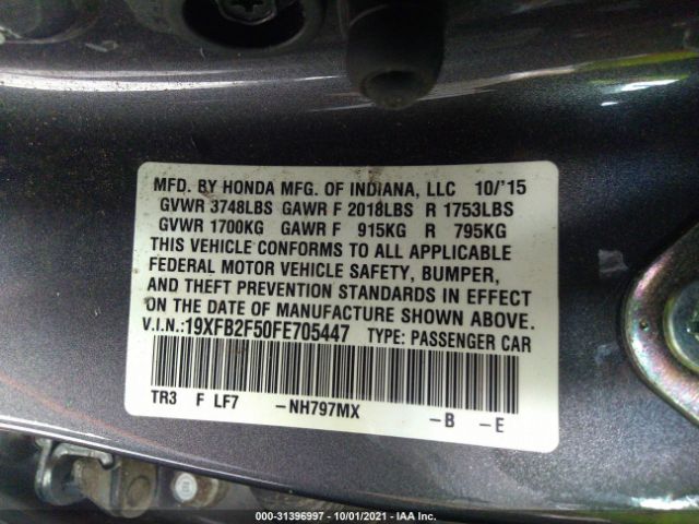 Photo 8 VIN: 19XFB2F50FE705447 - HONDA CIVIC SEDAN 