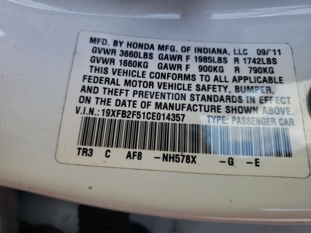 Photo 9 VIN: 19XFB2F51CE014357 - HONDA CIVIC LX 