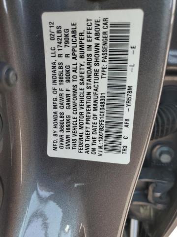 Photo 12 VIN: 19XFB2F51CE048301 - HONDA CIVIC 