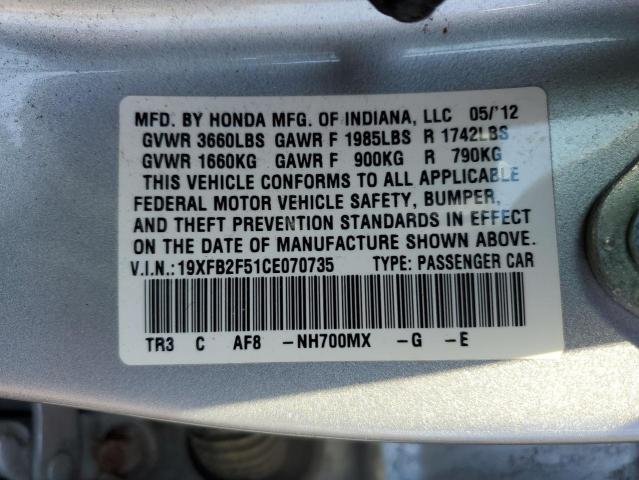 Photo 11 VIN: 19XFB2F51CE070735 - HONDA CIVIC 