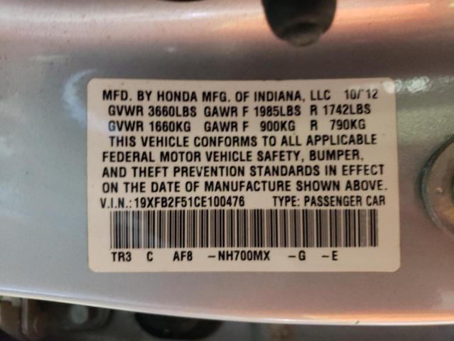 Photo 11 VIN: 19XFB2F51CE100476 - HONDA CIVIC LX 