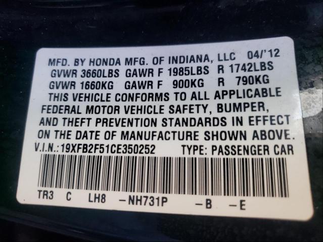 Photo 9 VIN: 19XFB2F51CE350252 - HONDA CIVIC LX 