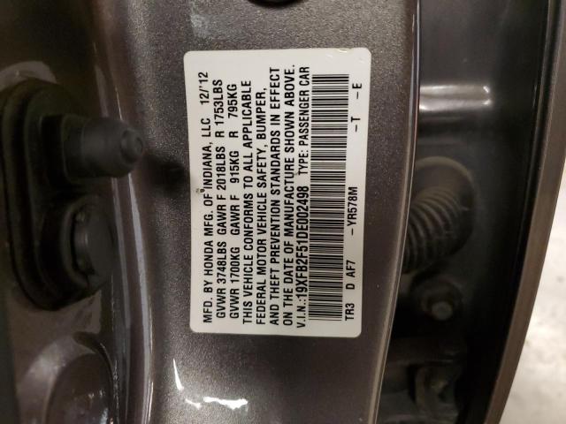 Photo 11 VIN: 19XFB2F51DE002498 - HONDA CIVIC 