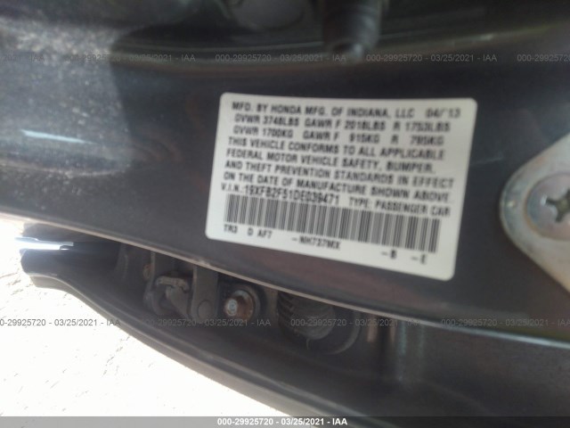 Photo 8 VIN: 19XFB2F51DE039471 - HONDA CIVIC SDN 