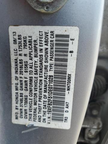 Photo 11 VIN: 19XFB2F51DE071028 - HONDA CIVIC LX 