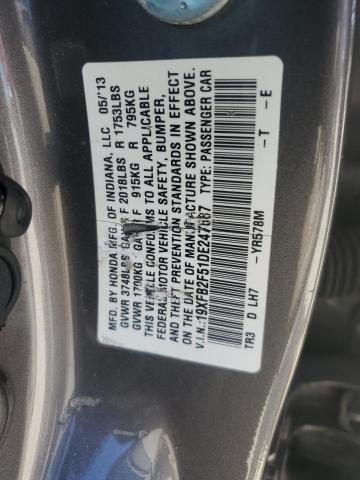 Photo 12 VIN: 19XFB2F51DE247687 - HONDA CIVIC 