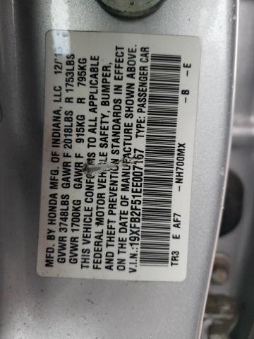 Photo 9 VIN: 19XFB2F51EE007167 - HONDA CIVIC LX 