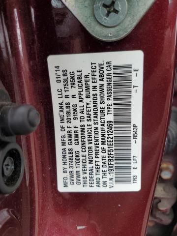 Photo 12 VIN: 19XFB2F51EE212469 - HONDA CIVIC LX 