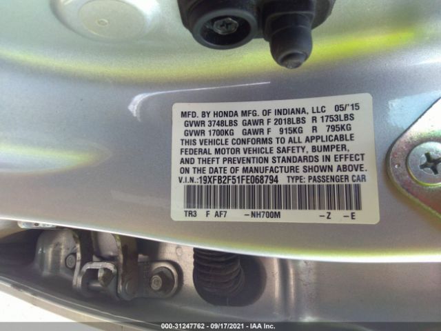 Photo 8 VIN: 19XFB2F51FE068794 - HONDA CIVIC SEDAN 