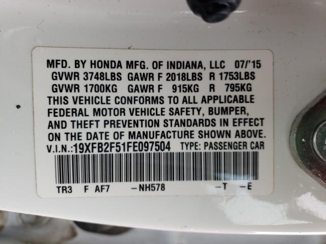 Photo 9 VIN: 19XFB2F51FE097504 - HONDA CIVIC LX 