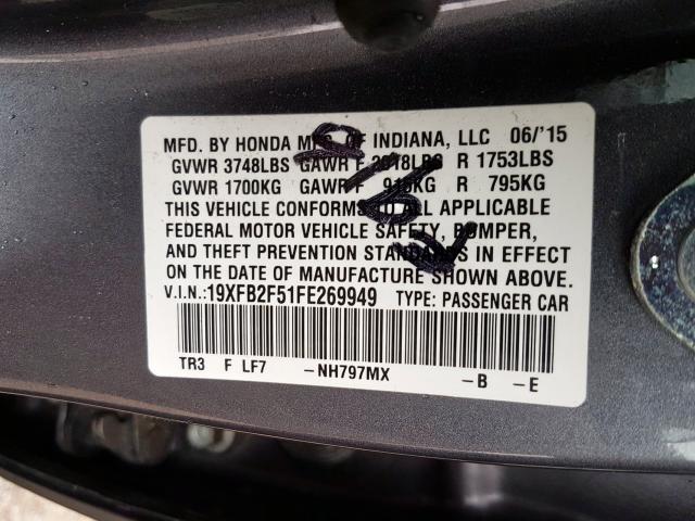 Photo 9 VIN: 19XFB2F51FE269949 - HONDA CIVIC LX 