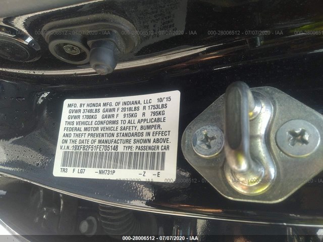 Photo 8 VIN: 19XFB2F51FE705148 - HONDA CIVIC SEDAN 