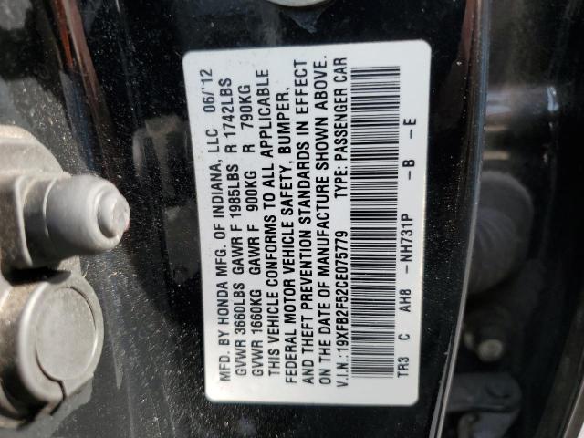 Photo 9 VIN: 19XFB2F52CE075779 - HONDA CIVIC LX 