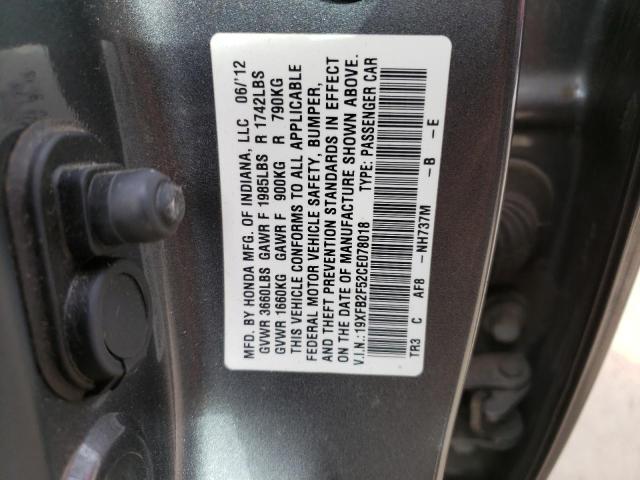 Photo 12 VIN: 19XFB2F52CE078018 - HONDA CIVIC LX 