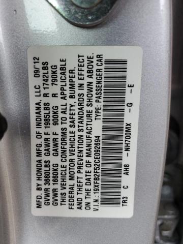 Photo 11 VIN: 19XFB2F52CE092694 - HONDA CIVIC LX 