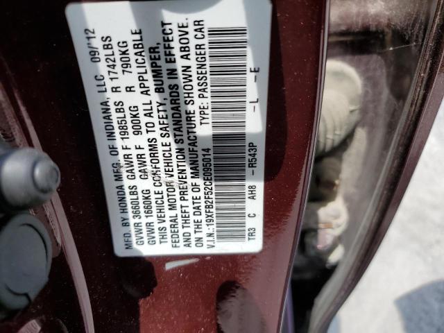 Photo 11 VIN: 19XFB2F52CE095014 - HONDA CIVIC LX 