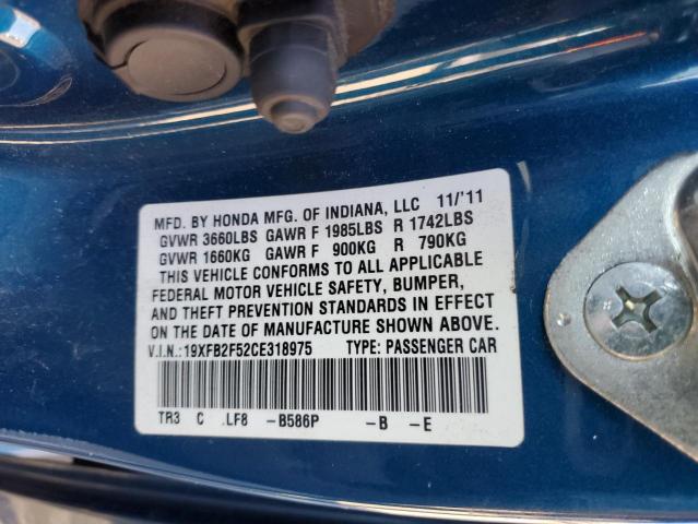 Photo 11 VIN: 19XFB2F52CE318975 - HONDA CIVIC 