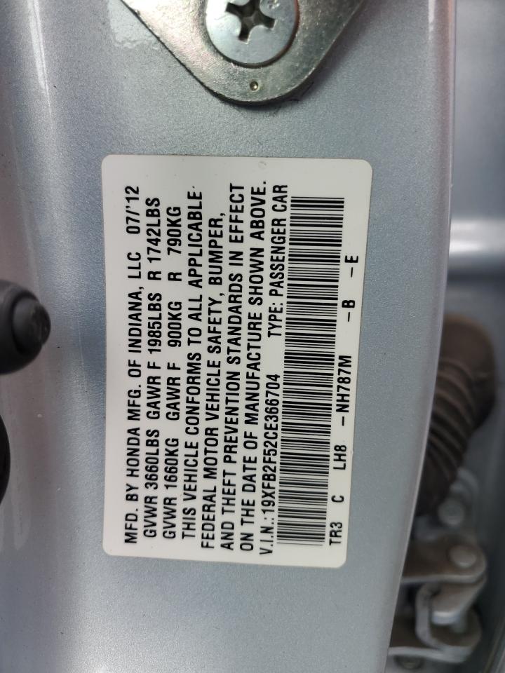 Photo 12 VIN: 19XFB2F52CE366704 - HONDA CIVIC 