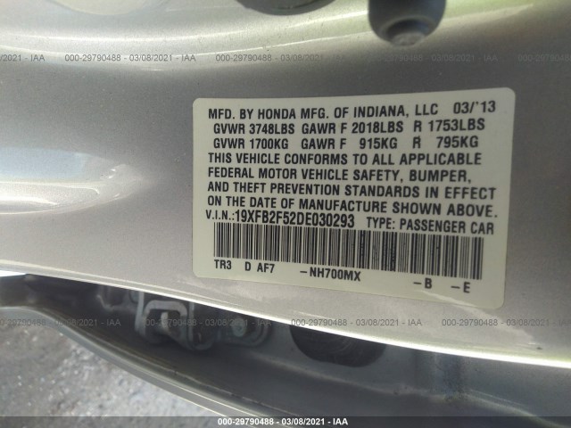 Photo 8 VIN: 19XFB2F52DE030293 - HONDA CIVIC SDN 