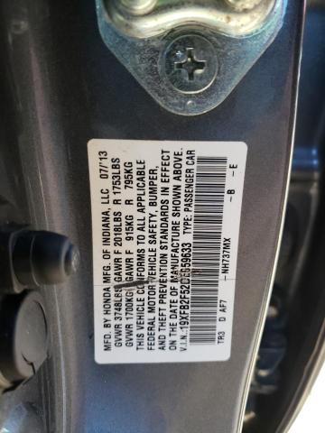 Photo 11 VIN: 19XFB2F52DE059633 - HONDA CIVIC LX 