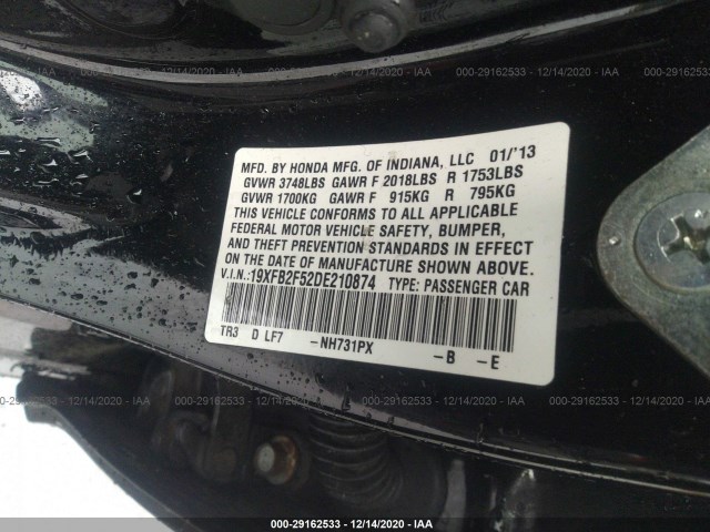 Photo 8 VIN: 19XFB2F52DE210874 - HONDA CIVIC SDN 