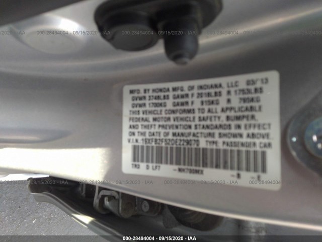 Photo 8 VIN: 19XFB2F52DE229070 - HONDA CIVIC SDN 