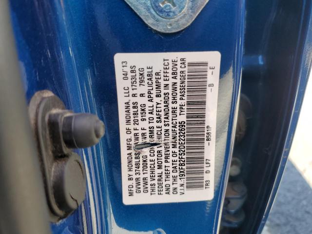 Photo 11 VIN: 19XFB2F52DE232695 - HONDA CIVIC LX 