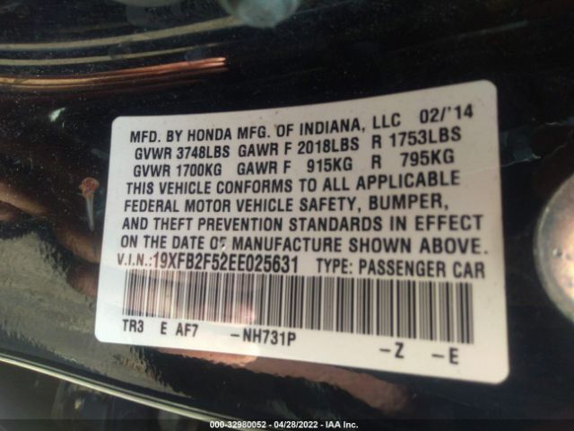 Photo 8 VIN: 19XFB2F52EE025631 - HONDA CIVIC SEDAN 