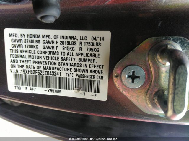 Photo 8 VIN: 19XFB2F52EE043241 - HONDA CIVIC SEDAN 