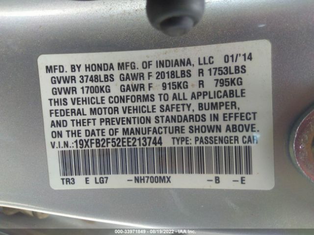 Photo 8 VIN: 19XFB2F52EE213744 - HONDA CIVIC SEDAN 